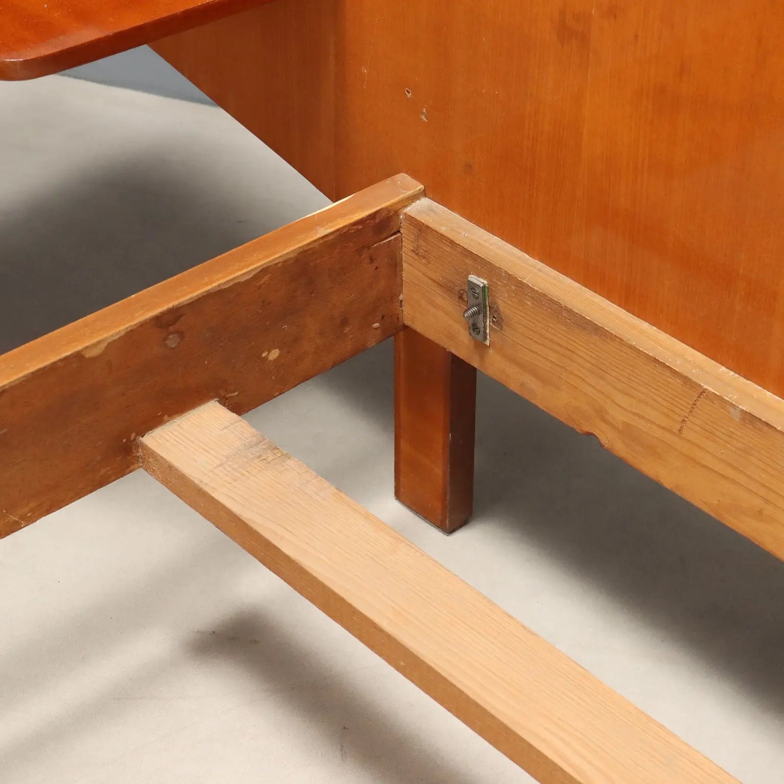 Vintage Single Bed Teak Fabric Design Italy 1960s