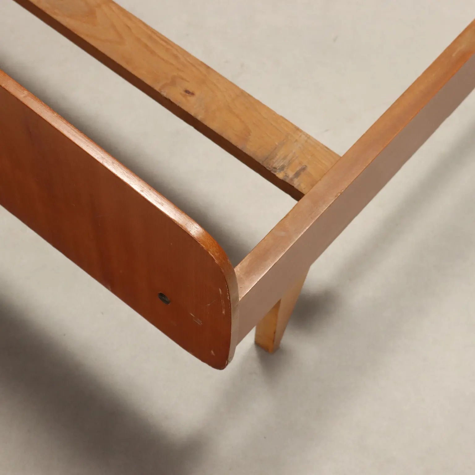 Vintage Single Bed Teak Fabric Design Italy 1960s