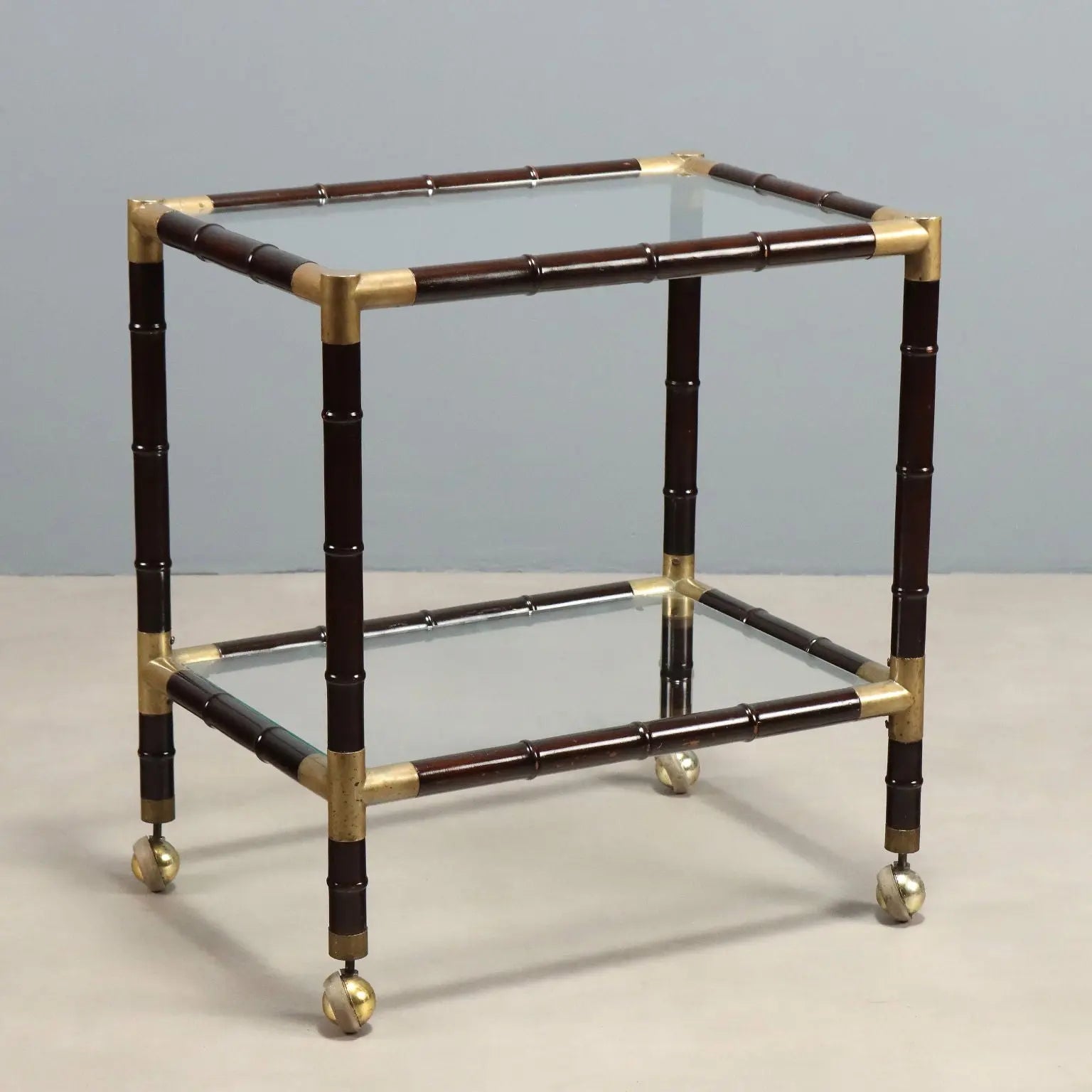 Vintage Coffee Table Bamboo Brass Design Italy 1950s-60s 
