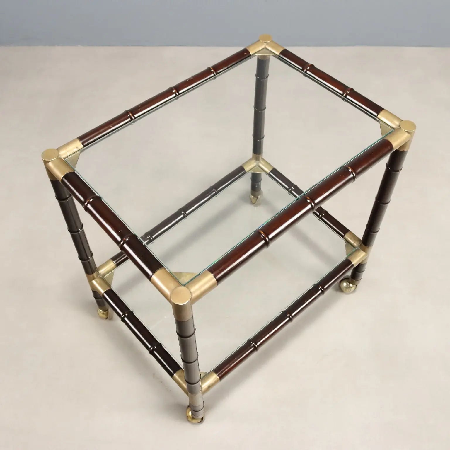 Vintage Coffee Table Bamboo Brass Design Italy 1950s-60s 