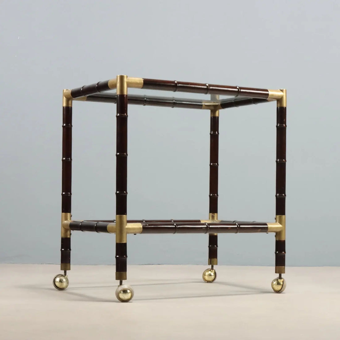 Vintage Coffee Table Bamboo Brass Design Italy 1950s-60s 