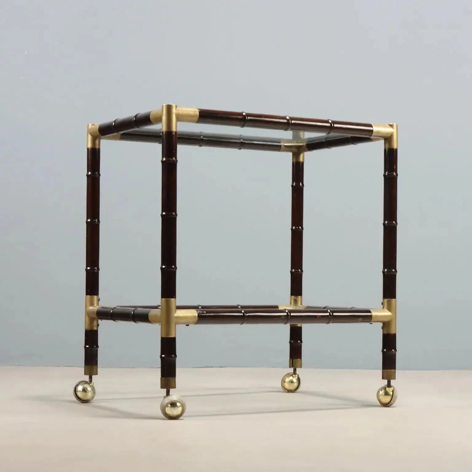 Vintage Coffee Table Bamboo Brass Design Italy 1950s-60s 