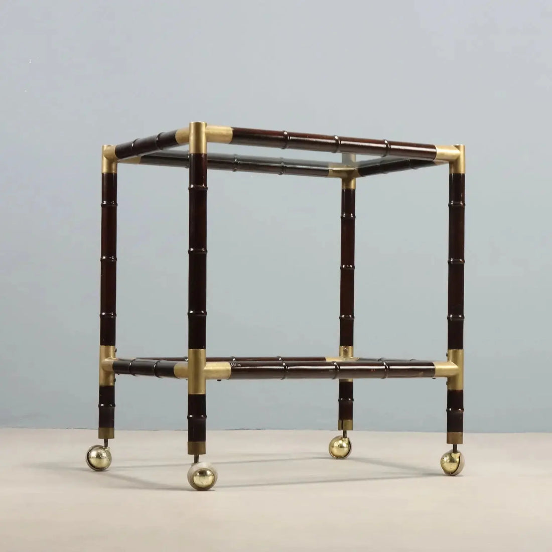 Vintage Coffee Table Bamboo Brass Design Italy 1950s-60s 