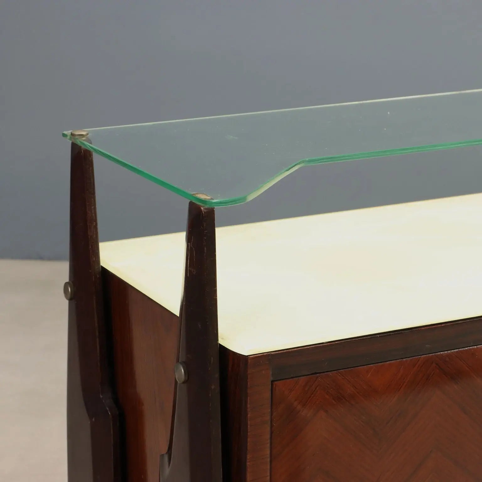 Vintage Nightstands Beech Glass Design Italy 1960s