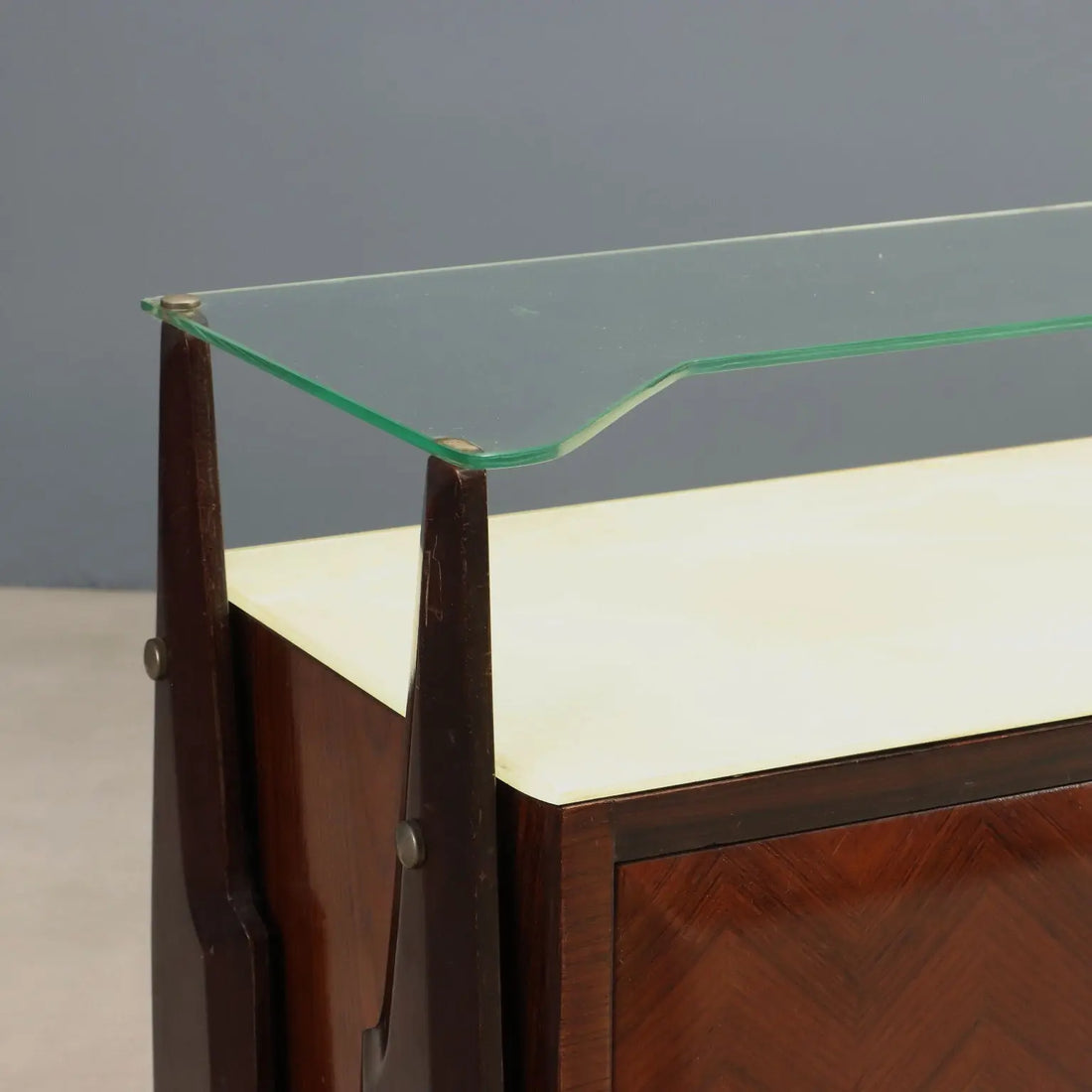 Vintage Nightstands Beech Glass Design Italy 1960s