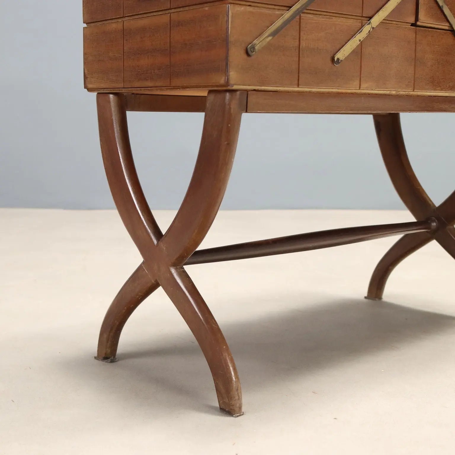 Vintage Sewing Cabinet Wood Openable Top Design Italy 1950s