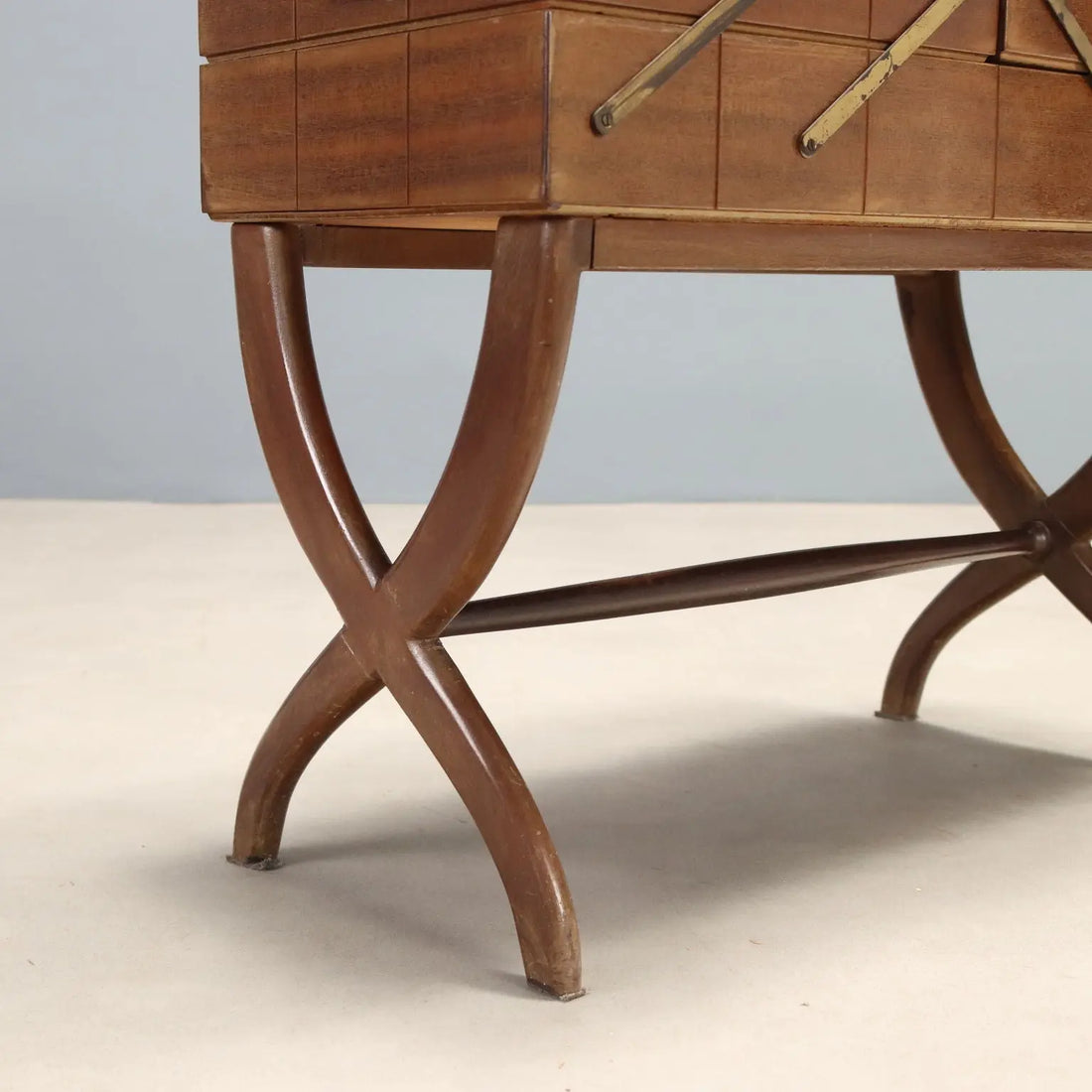 Vintage Sewing Cabinet Wood Openable Top Design Italy 1950s