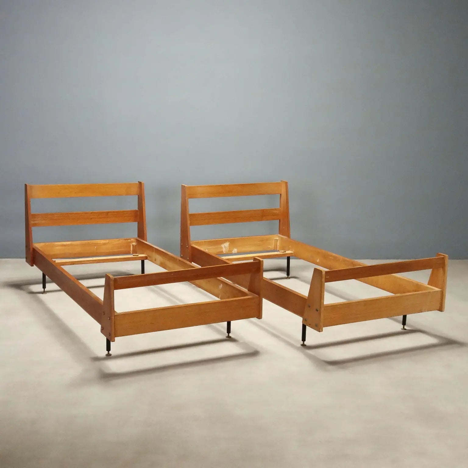 Vintage Beds Teak Enamelled Metal Design Italy 1960s
