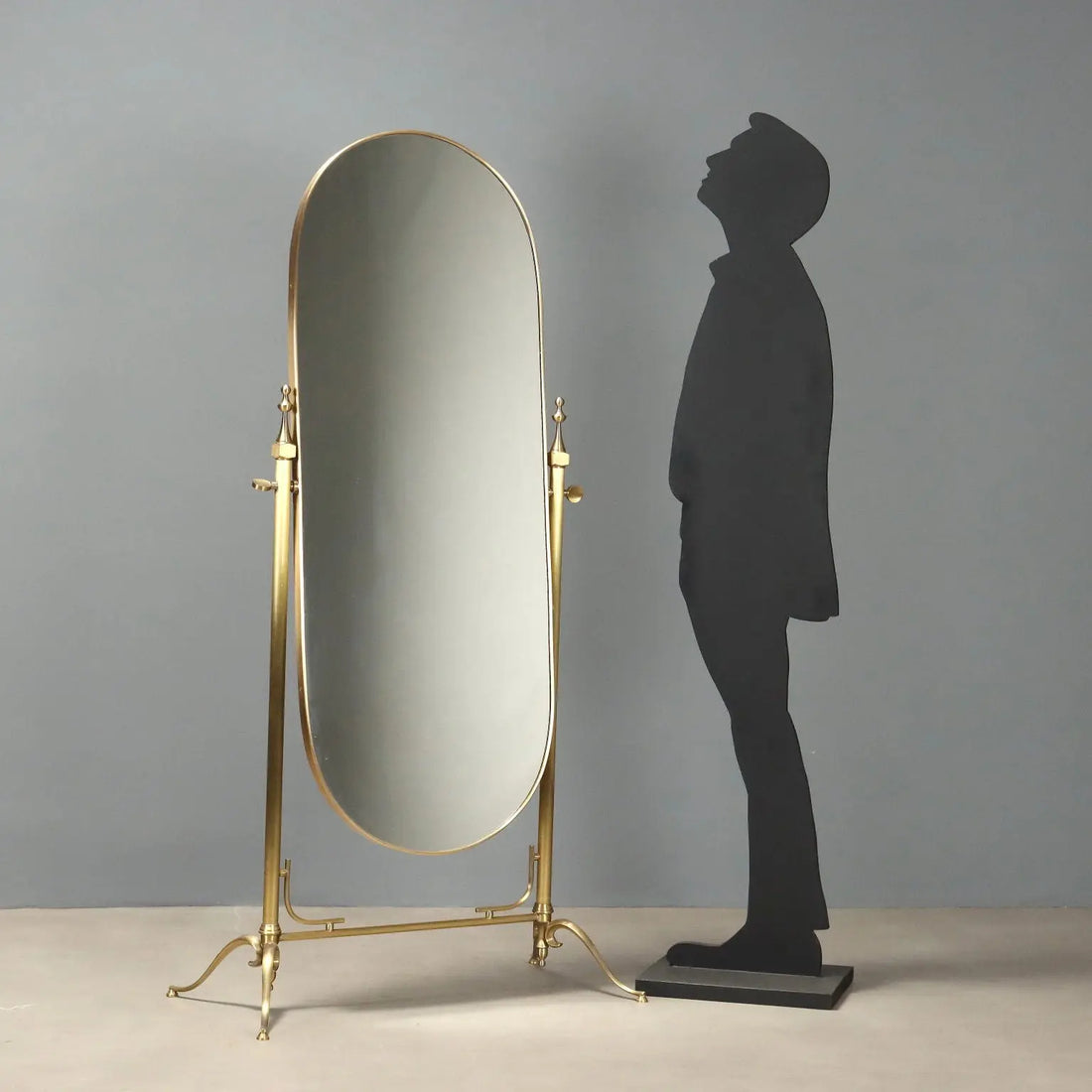 Brass Psyche with Tilting Mirror - 20th Century