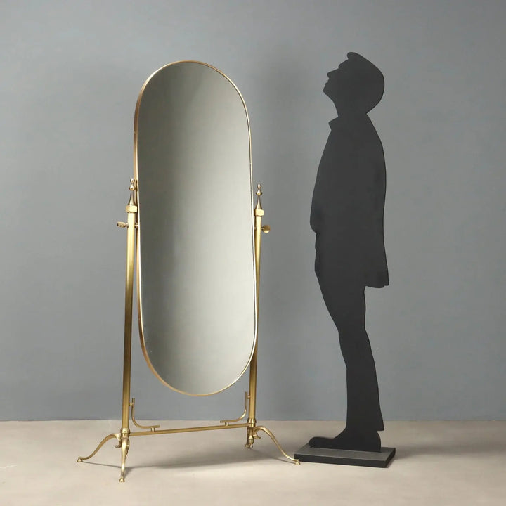 Brass Psyche with Tilting Mirror - 20th Century