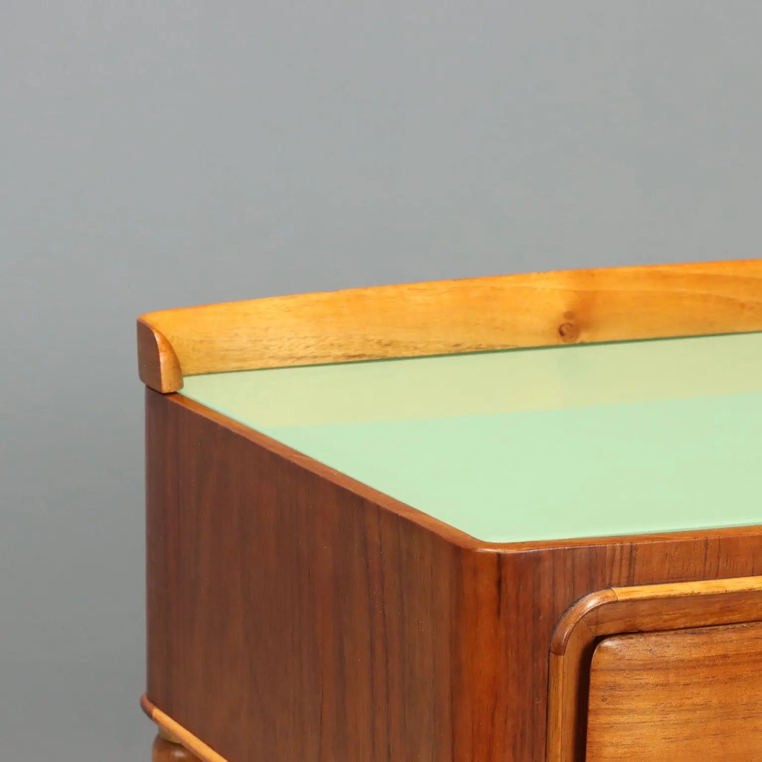 1950s Wood and Brass Nightstands Pair