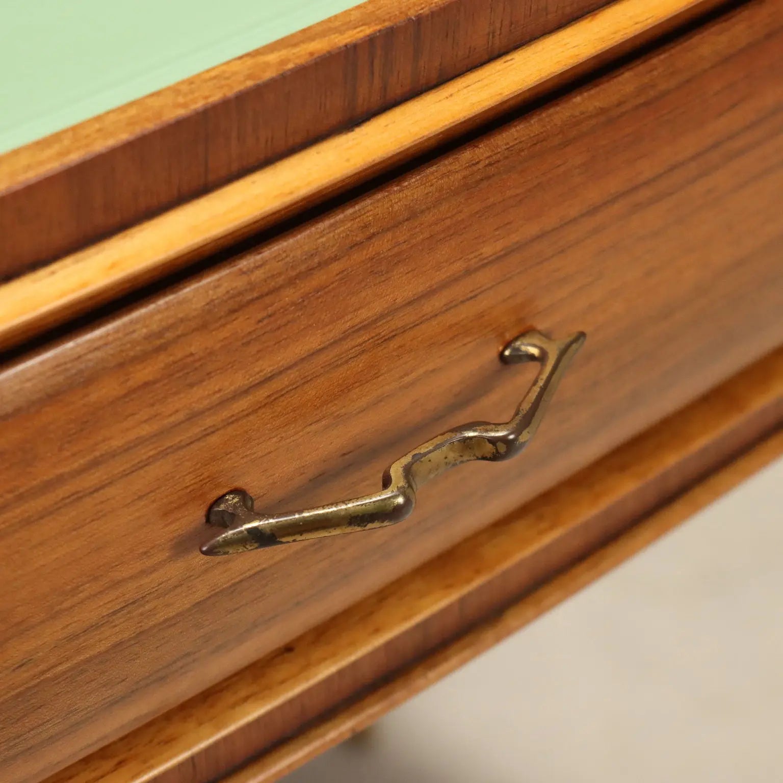 1950s Wood and Brass Nightstands Pair