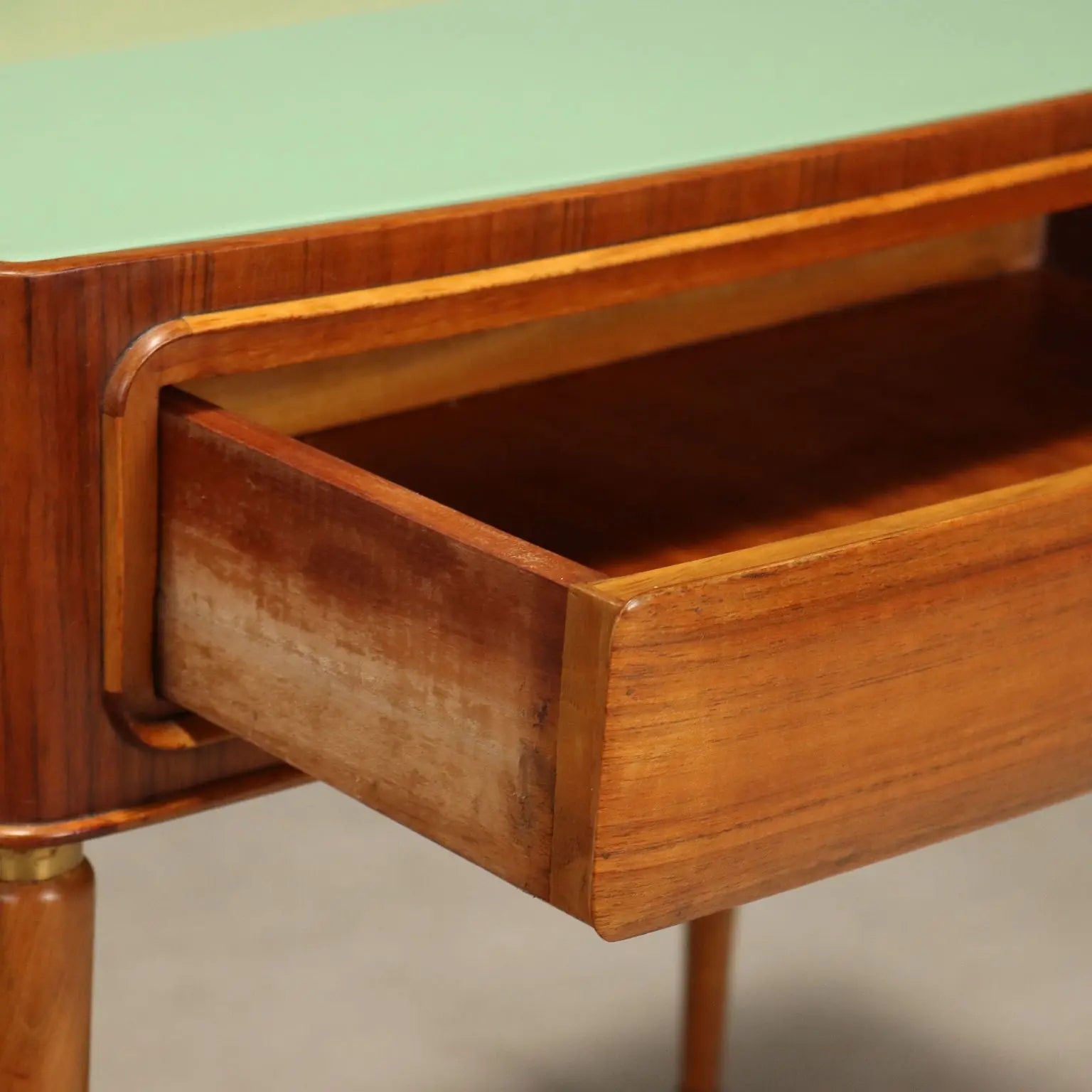 1950s Wood and Brass Nightstands Pair