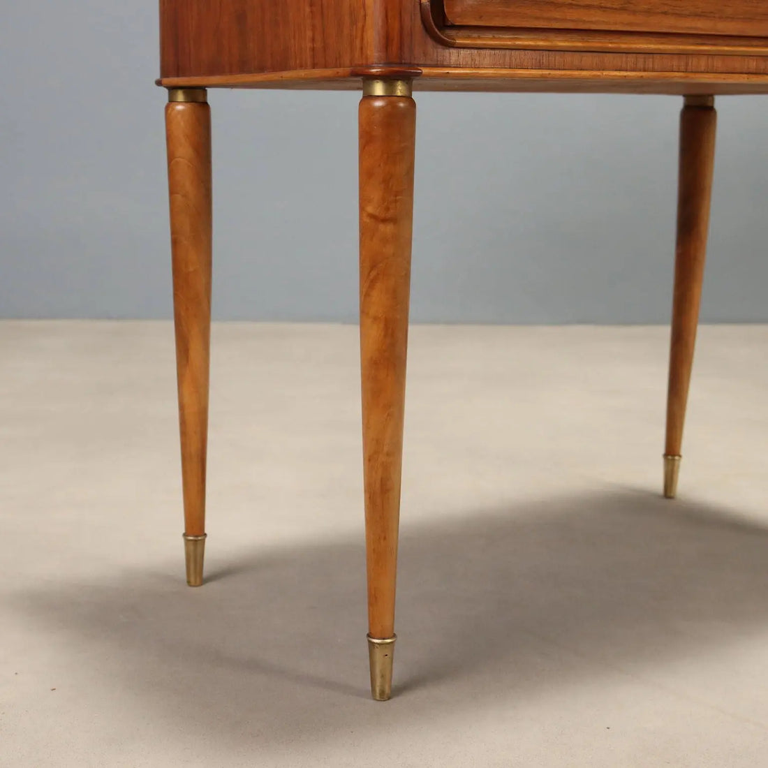 1950s Wood and Brass Nightstands Pair