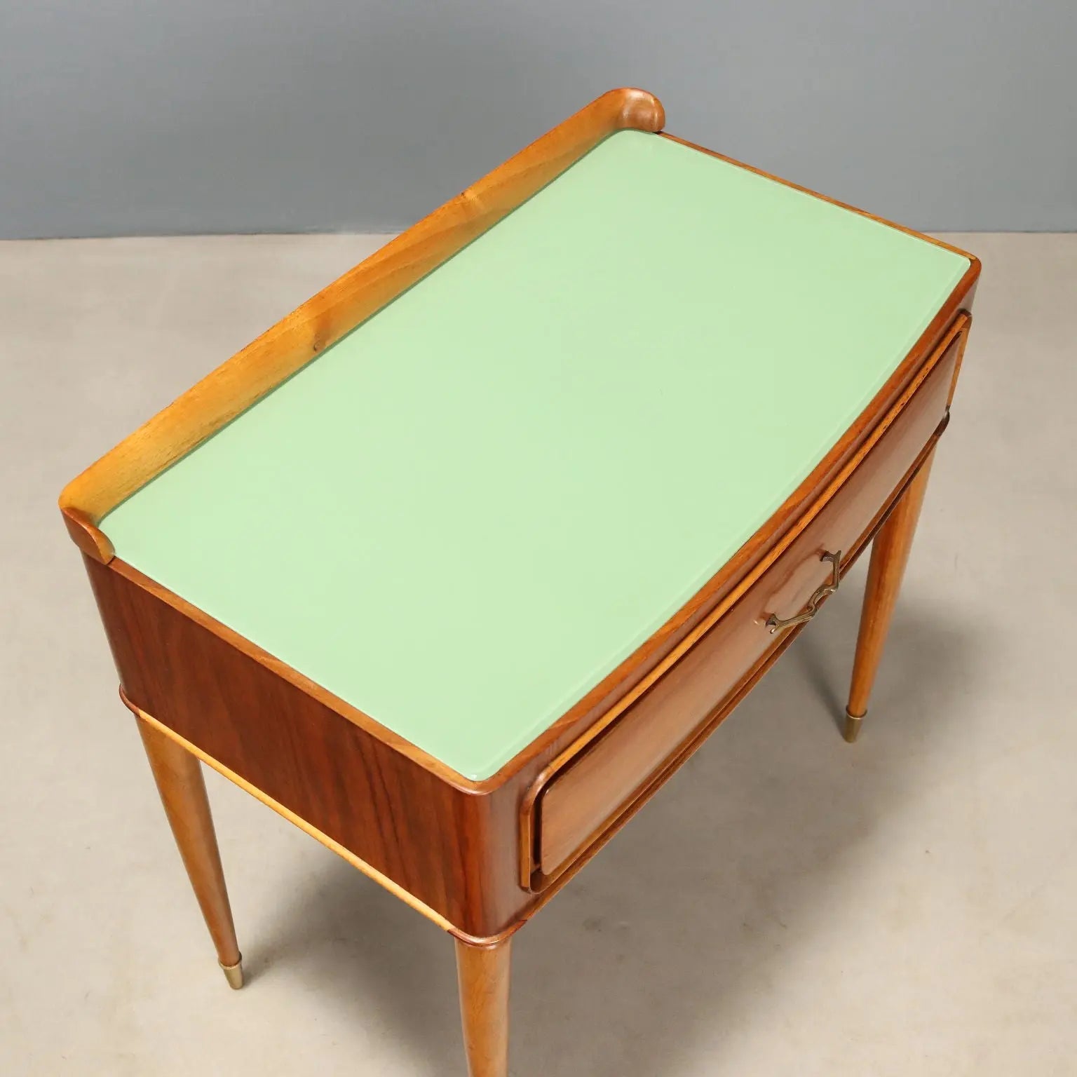 1950s Wood and Brass Nightstands Pair