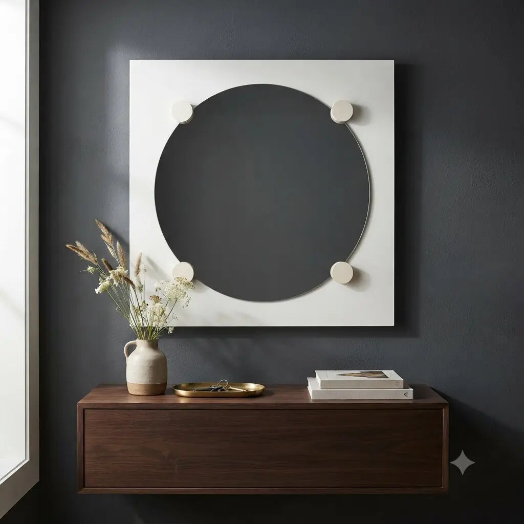 Vintage Wall Mirror Lacquered Wood Design Italy 1970s