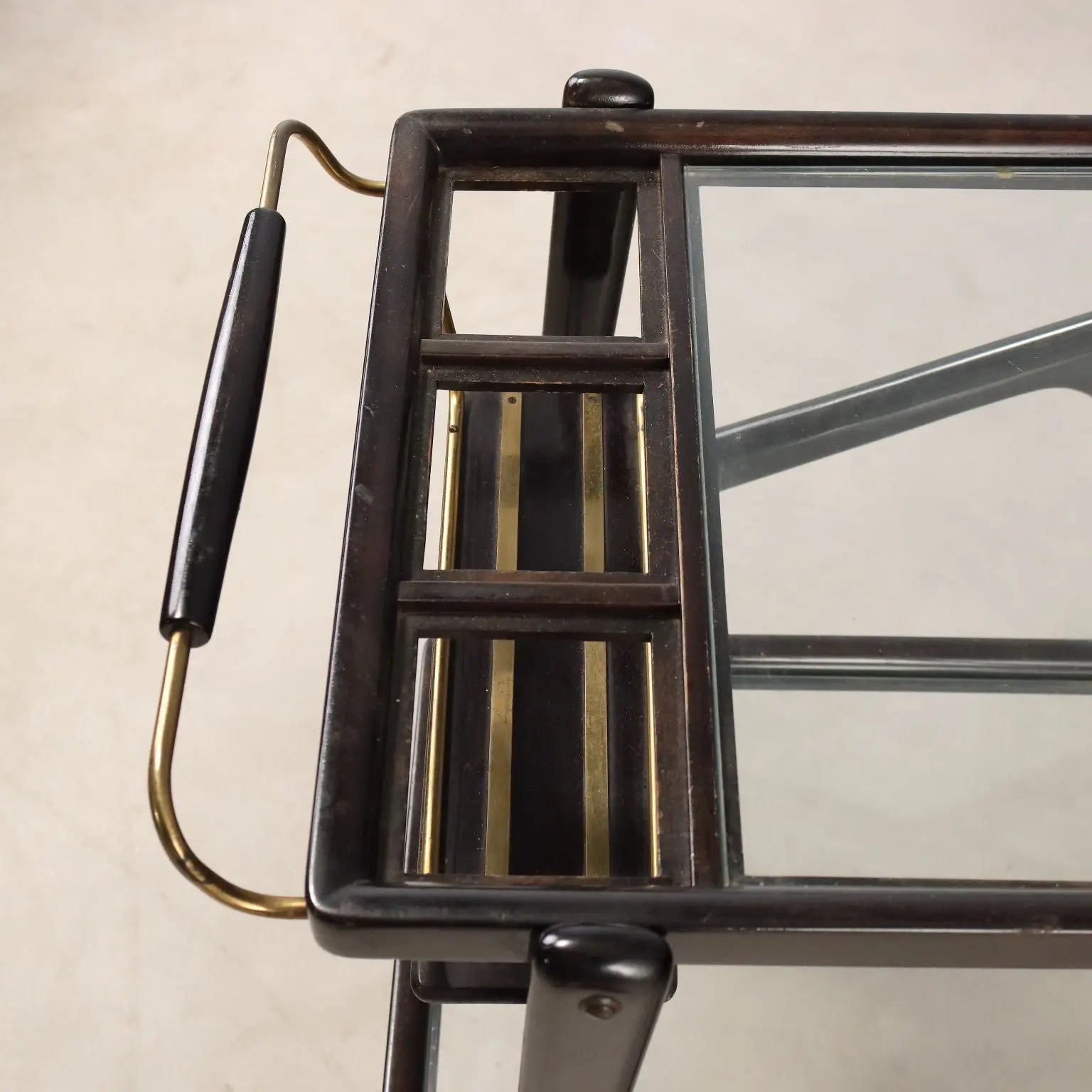 Vintage Kitchen Trolley Wood Glass Design Italy 1950s