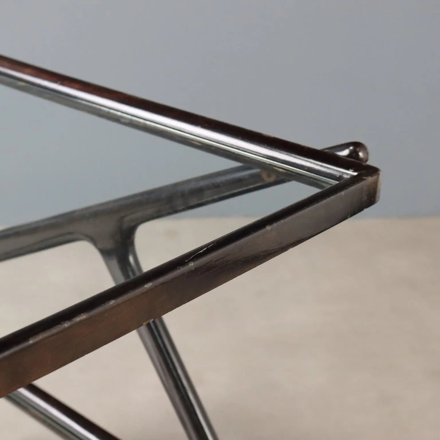 Vintage Kitchen Trolley Wood Glass Design Italy 1950s