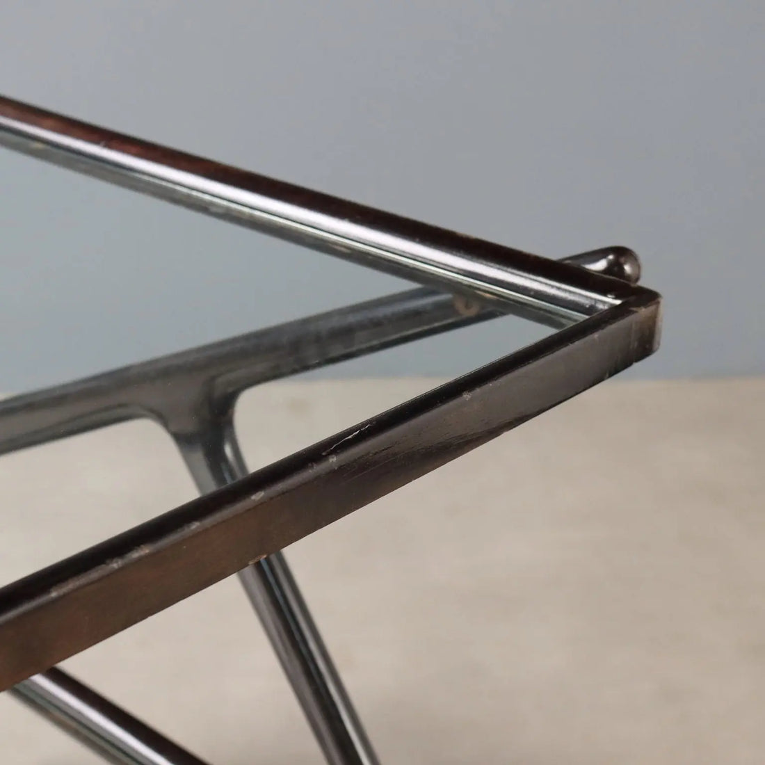 Vintage Kitchen Trolley Wood Glass Design Italy 1950s