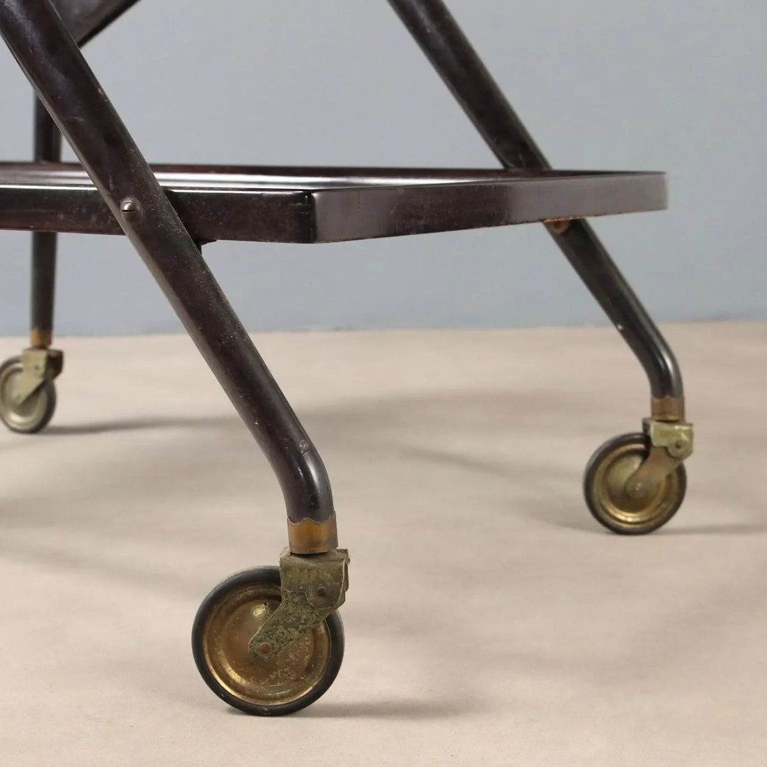 Vintage Kitchen Trolley Wood Glass Design Italy 1950s