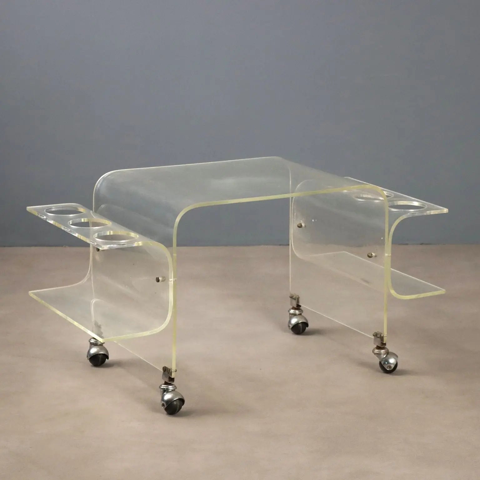 Vintage Kitchen Cart Plexiglass Design Italy 1970s