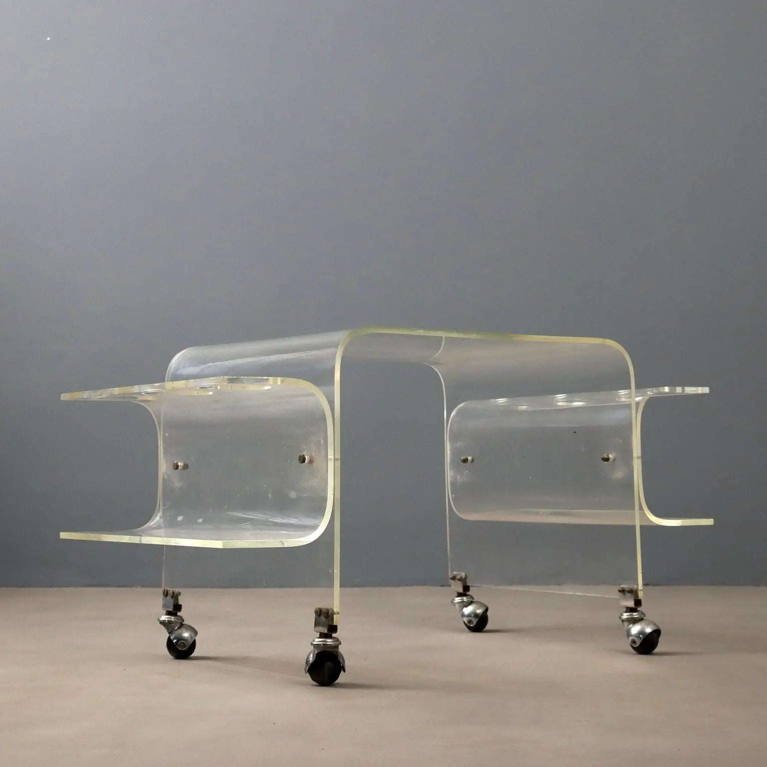 Vintage Kitchen Cart Plexiglass Design Italy 1970s