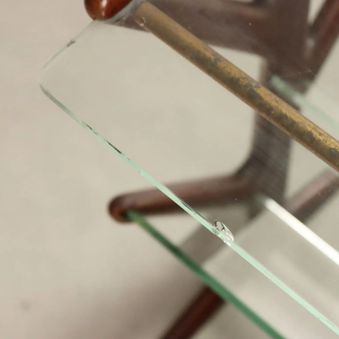 1950s Vintage Magazine Rack in Beech and Glass