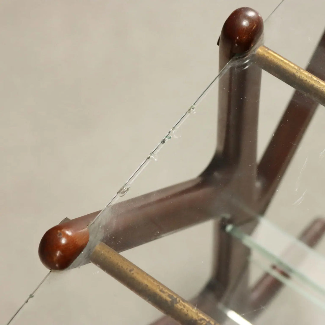 1950s Vintage Magazine Rack in Beech and Glass