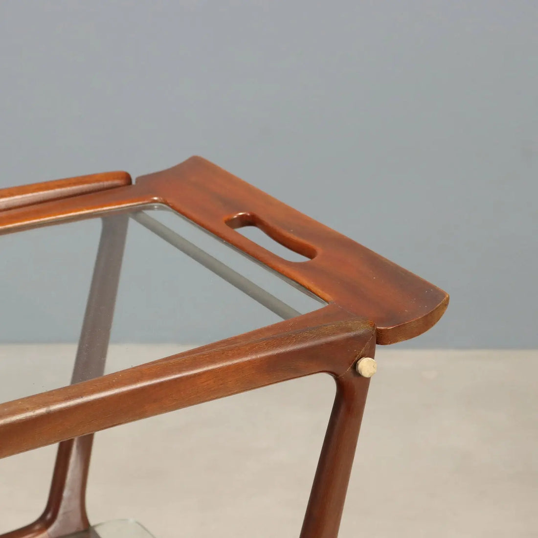 1950s-60s Beech and Glass Serving Cart