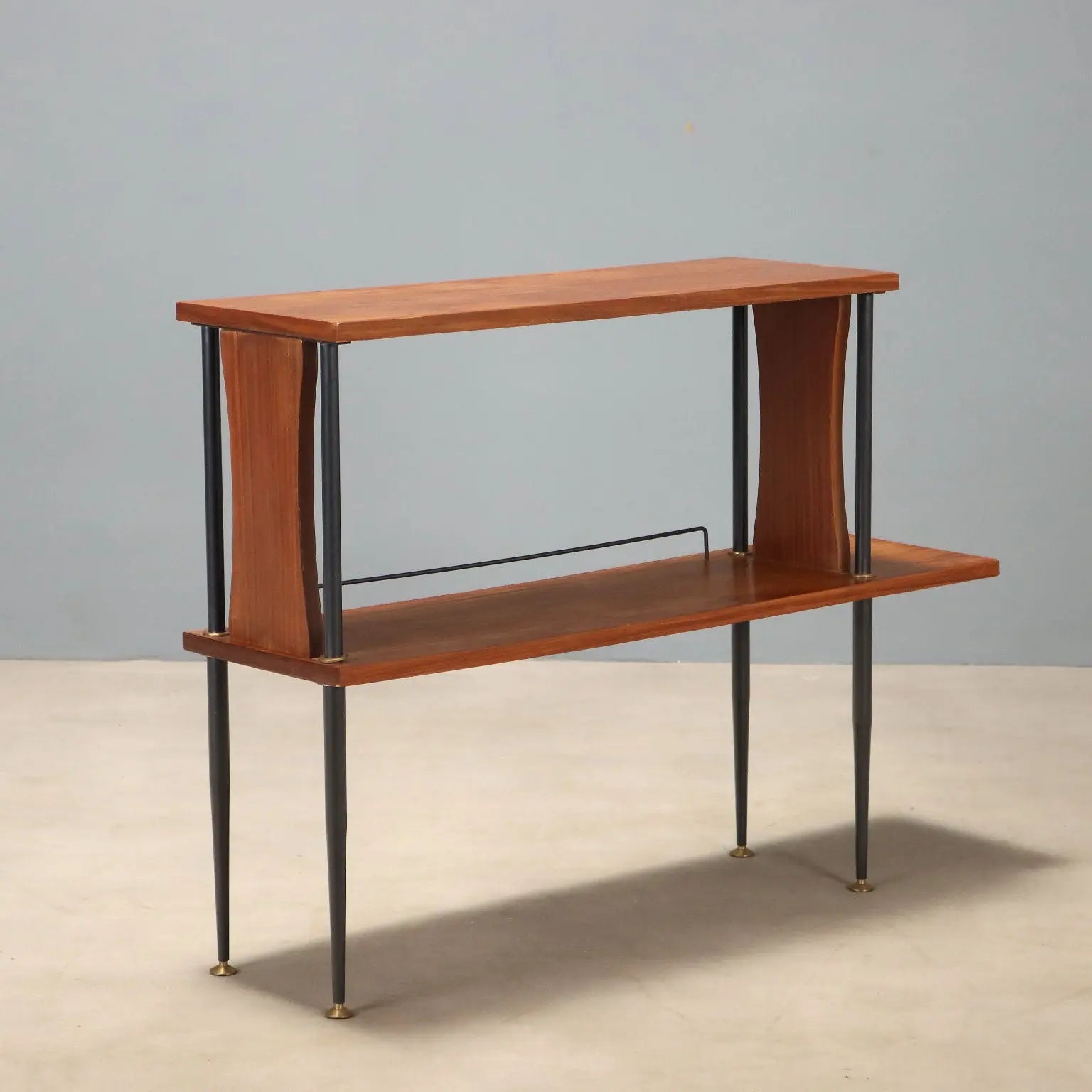 Vintage Cabinet Teak Metal Brass Design Italy 1960s
