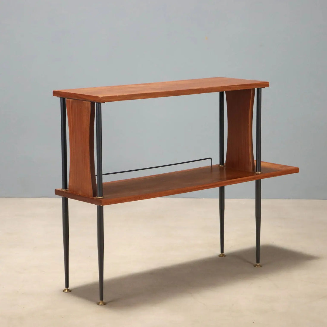Vintage Cabinet Teak Metal Brass Design Italy 1960s