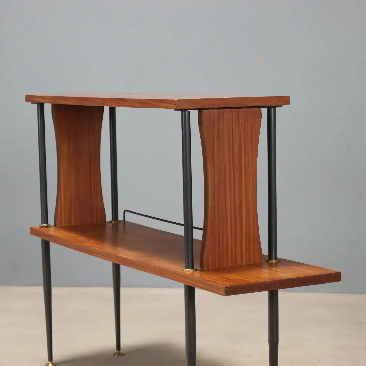 Vintage Cabinet Teak Metal Brass Design Italy 1960s