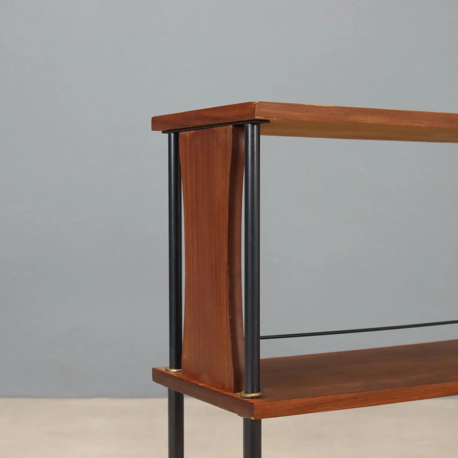 Vintage Cabinet Teak Metal Brass Design Italy 1960s