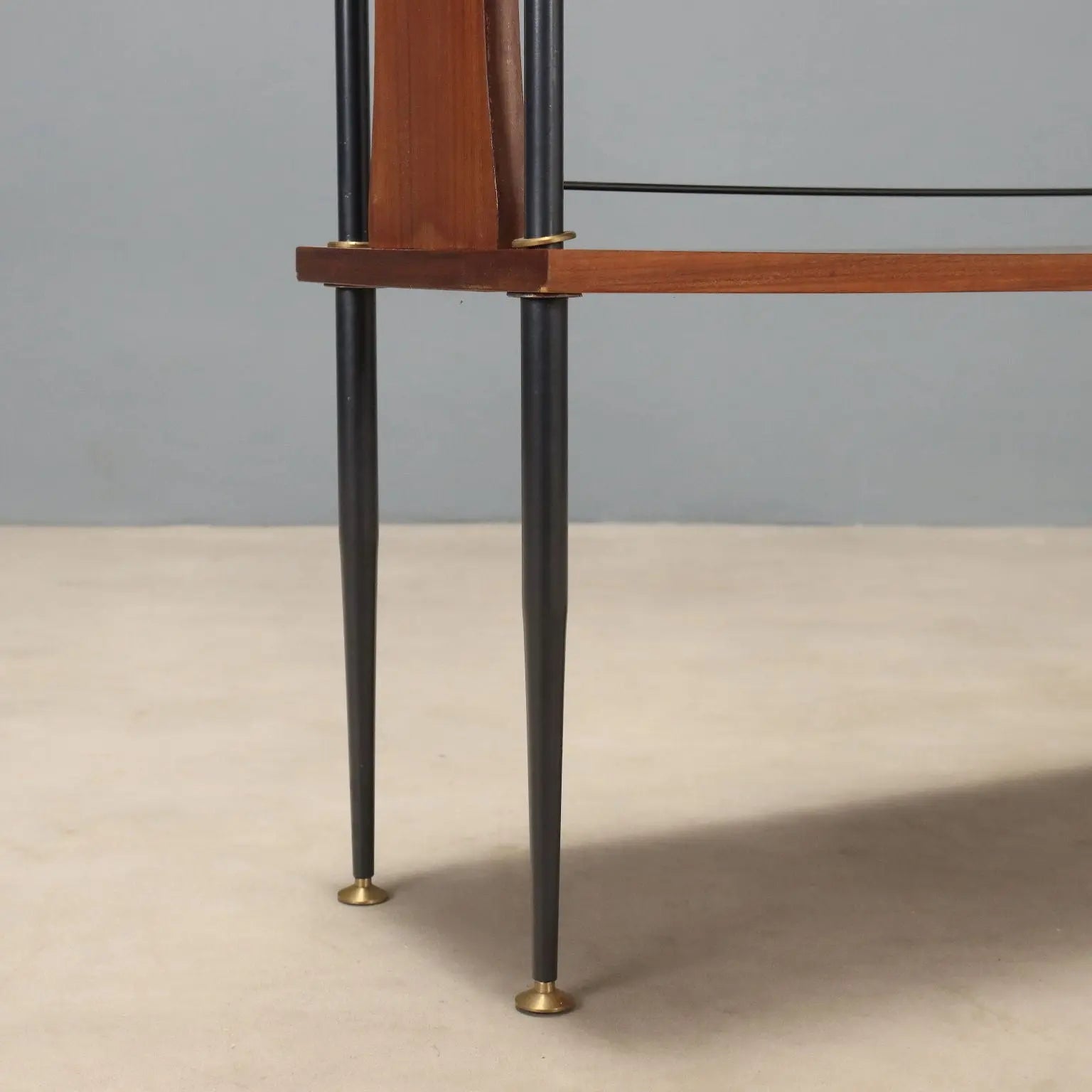 Vintage Cabinet Teak Metal Brass Design Italy 1960s