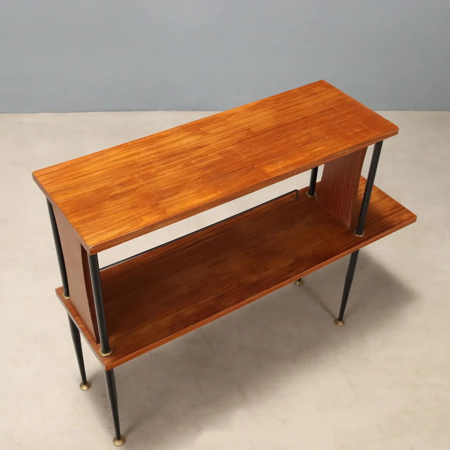 Vintage Cabinet Teak Metal Brass Design Italy 1960s