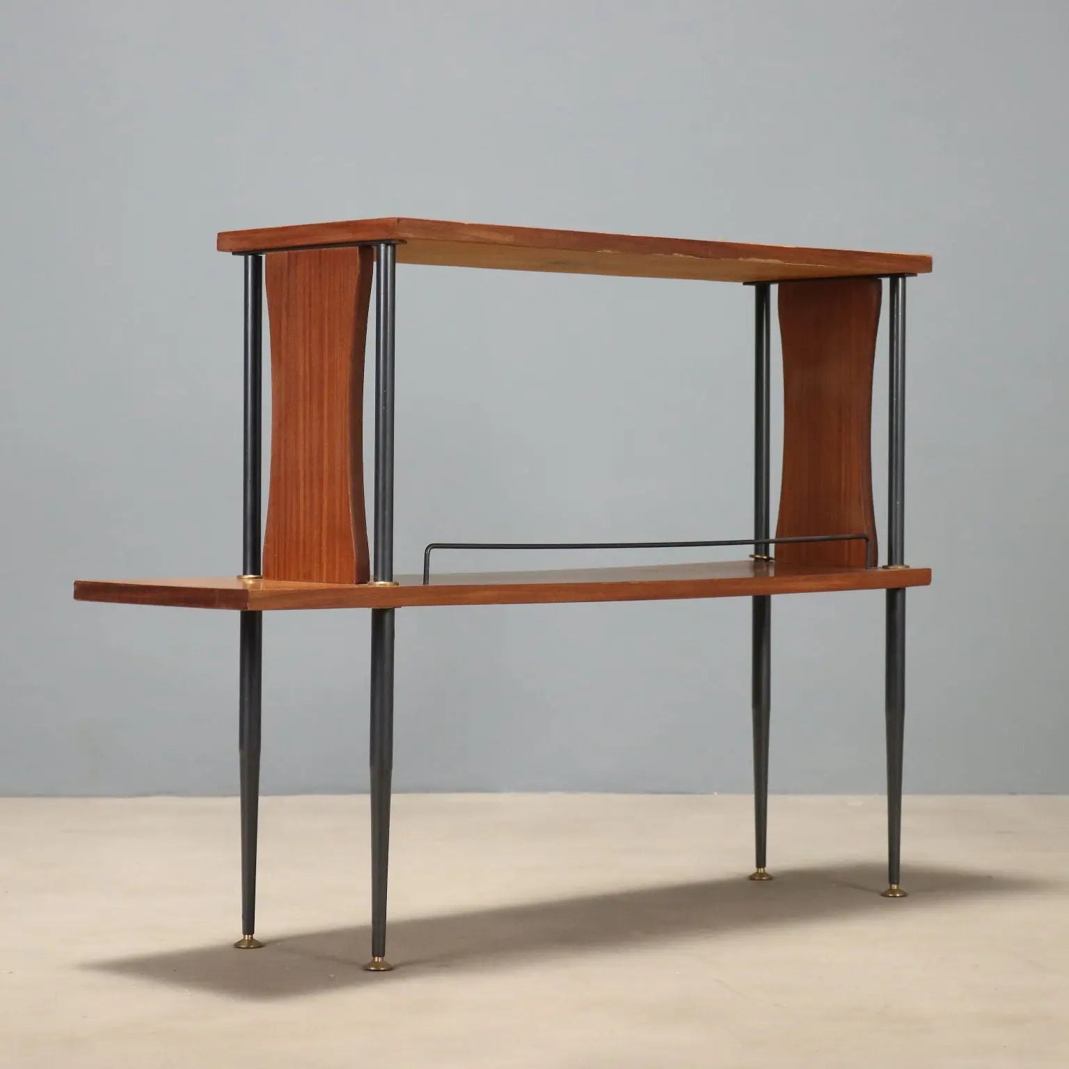 Vintage Cabinet Teak Metal Brass Design Italy 1960s