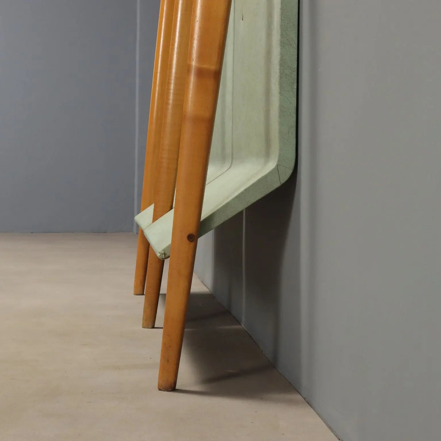 Vintage Coat Stand Beech Leatherette Brass Design Italy 1960s