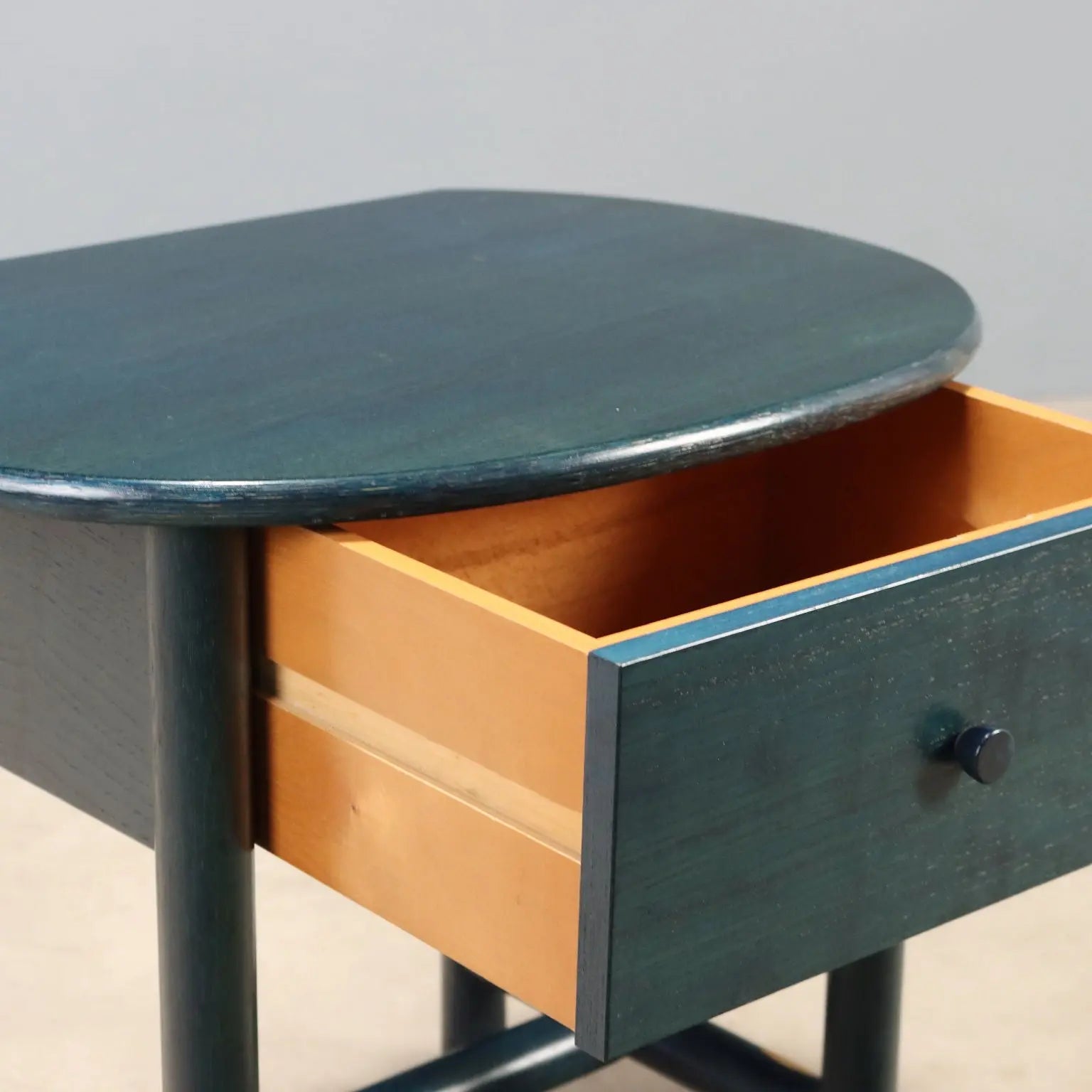 1980s Blue/Teal Wooden Nightstand