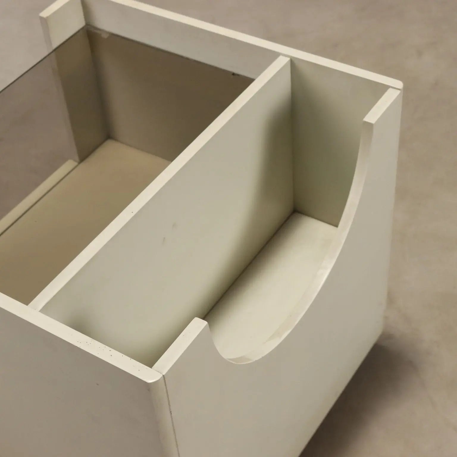 Vintage Nightstand White Lacquered Wood Glass Design 1970s