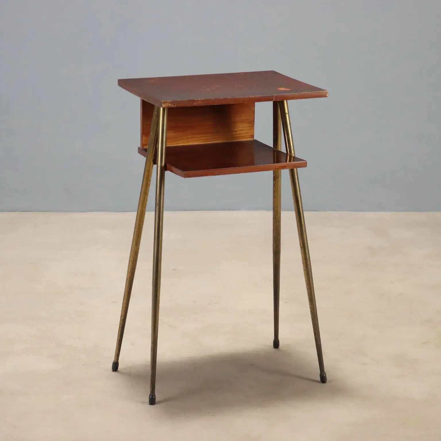 Vintage Cabinet Teak Brass Design Italy 1960s