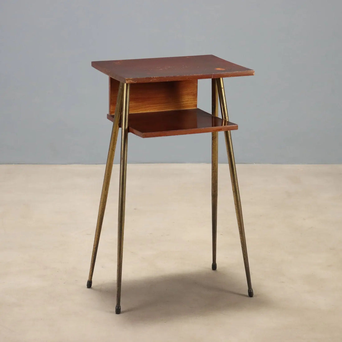 Vintage Cabinet Teak Brass Design Italy 1960s