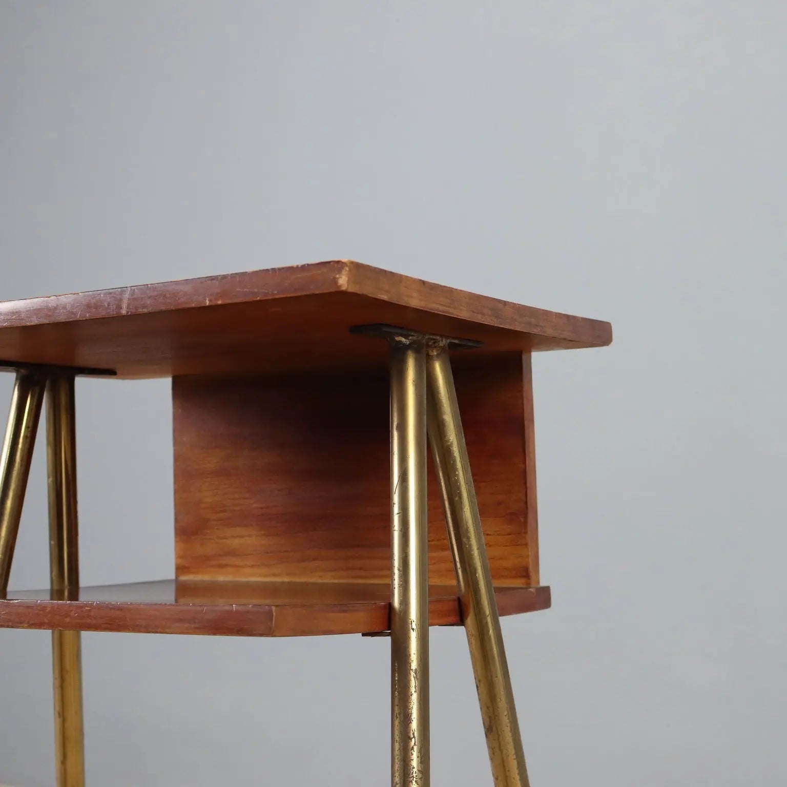 Vintage Cabinet Teak Brass Design Italy 1960s