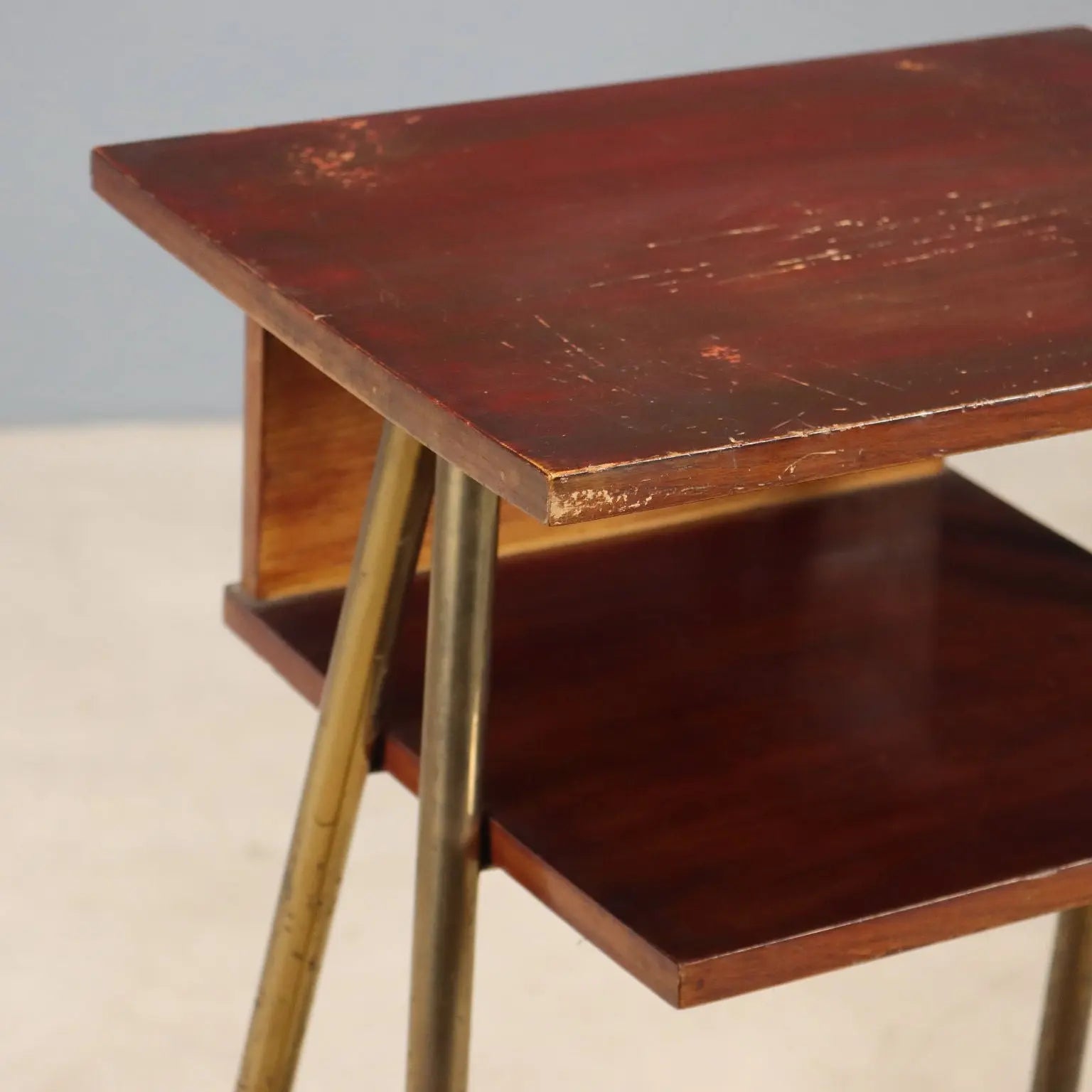 Vintage Cabinet Teak Brass Design Italy 1960s