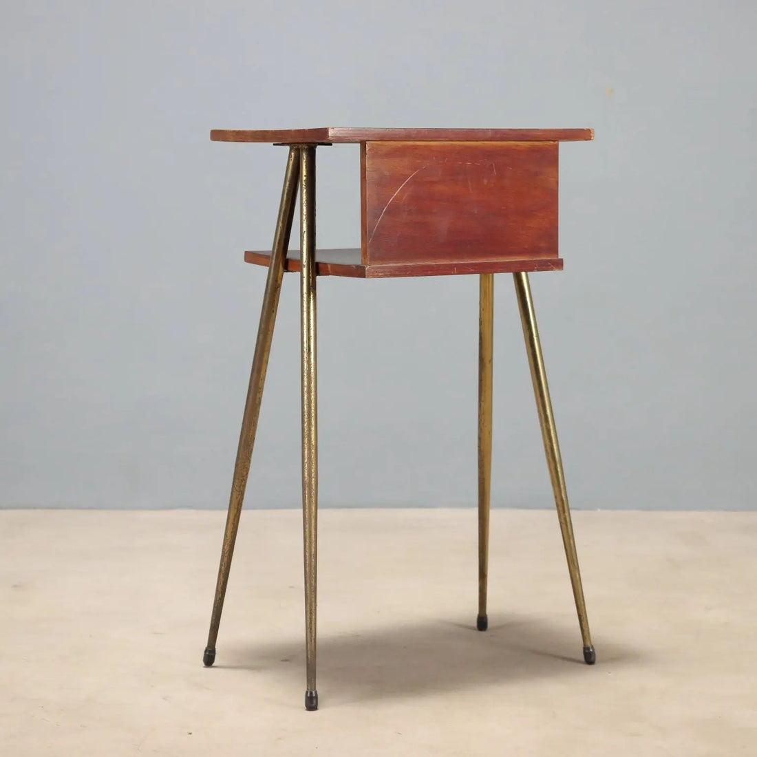 Vintage Cabinet Teak Brass Design Italy 1960s