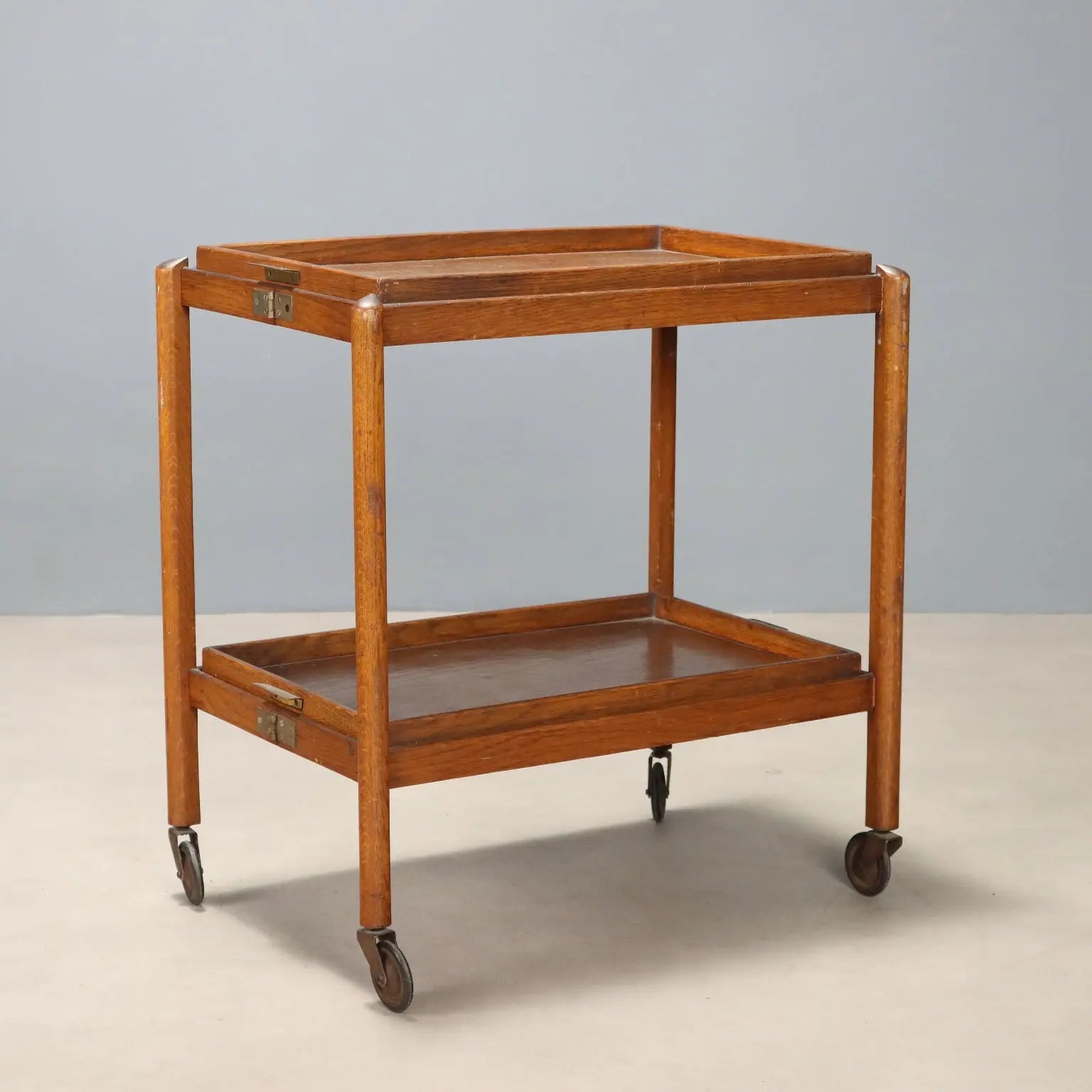 1950s Oak and Brass Service Trolley