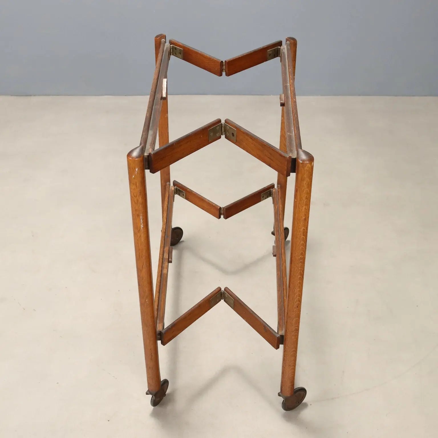 1950s Oak and Brass Service Trolley
