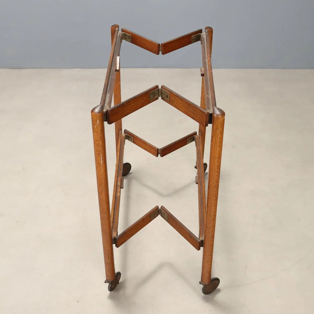 1950s Oak and Brass Service Trolley