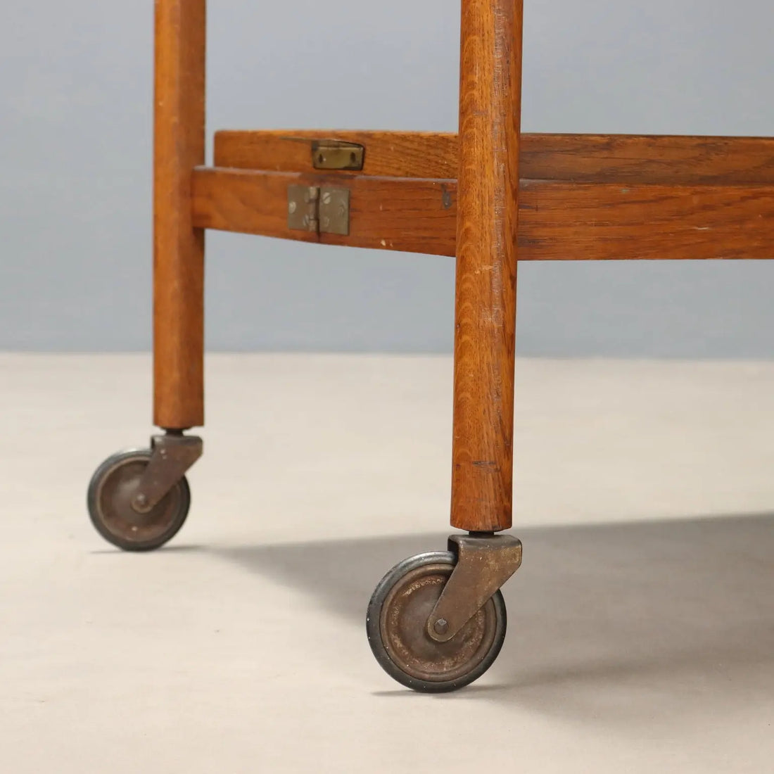 1950s Oak and Brass Service Trolley