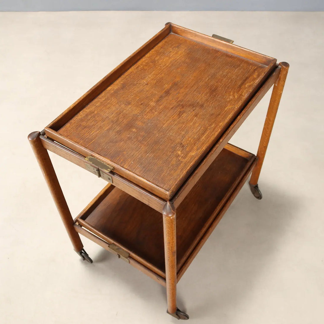 1950s Oak and Brass Service Trolley
