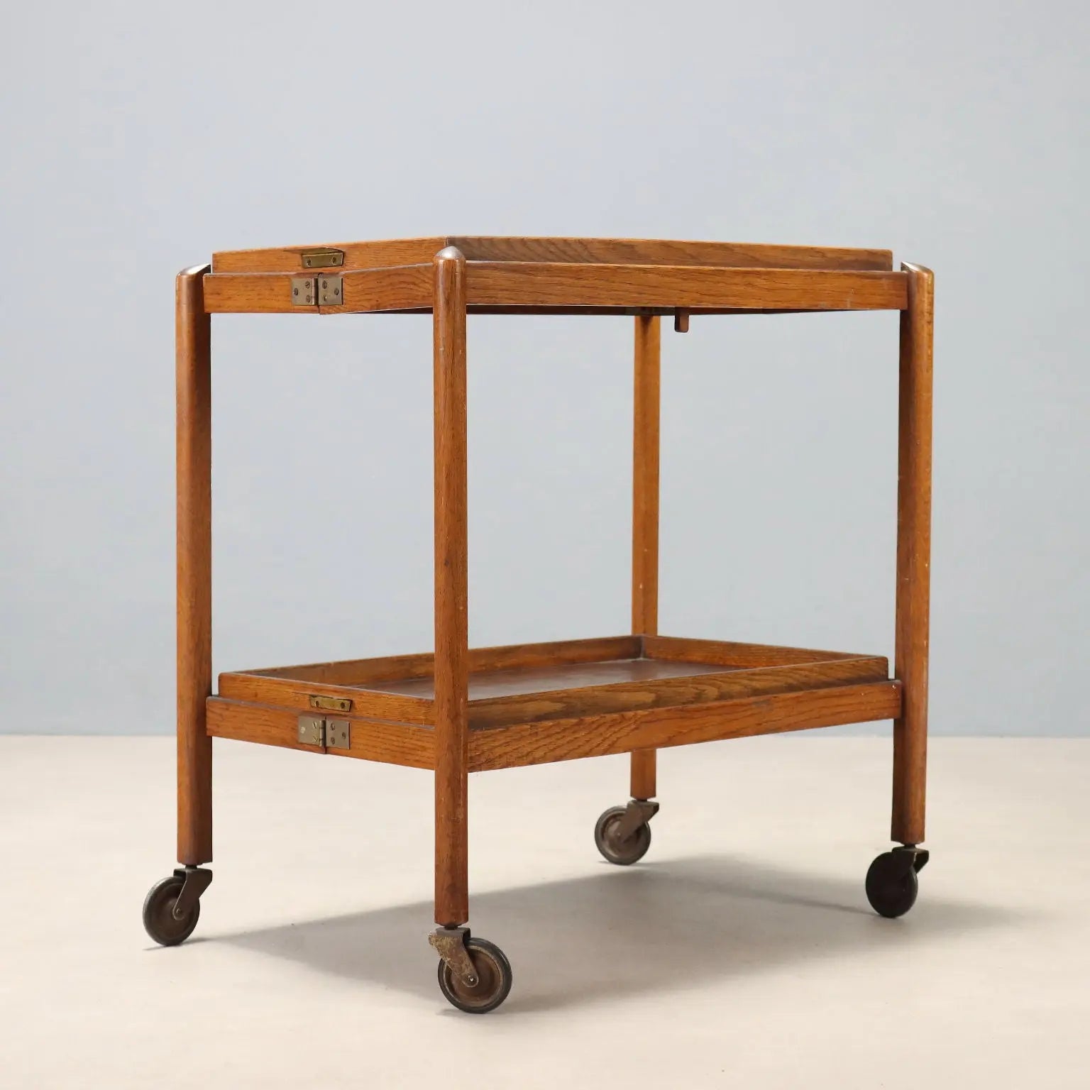 1950s Oak and Brass Service Trolley